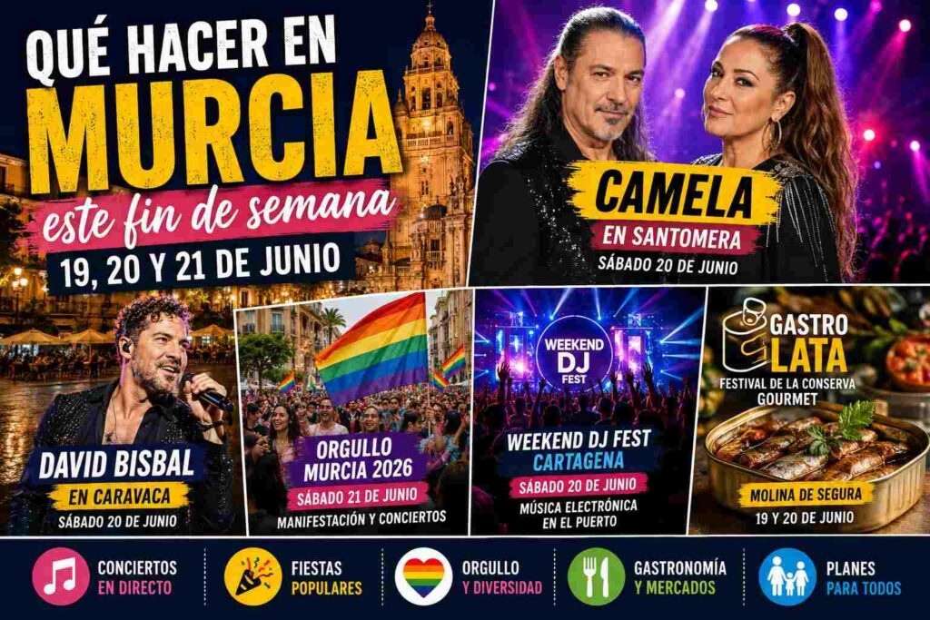 Qué hacer este fin de semana en Murcia (19 al 21 de junio) conciertos, fiestas, gastronomía y planes