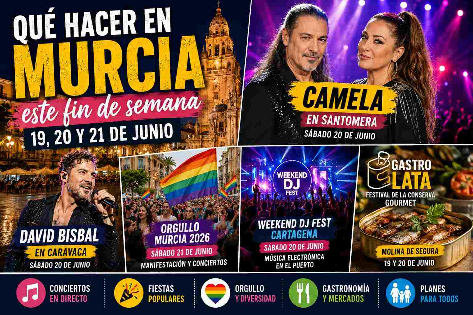 Qué hacer este fin de semana en Murcia (19 al 21 de junio) conciertos, fiestas, gastronomía y planes